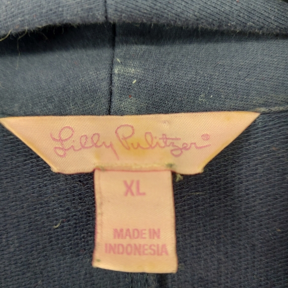 Lilly Pulitzer Navy Blue Size XL Cotton Spandex One Button Blazer - Picture 2 of 5